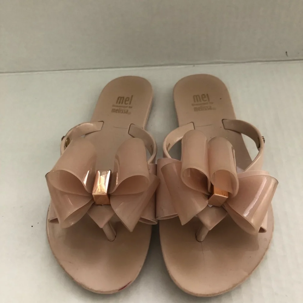 Melissa Mel Harmonic Bow Beach Slippers Pink Girls’ Size 1